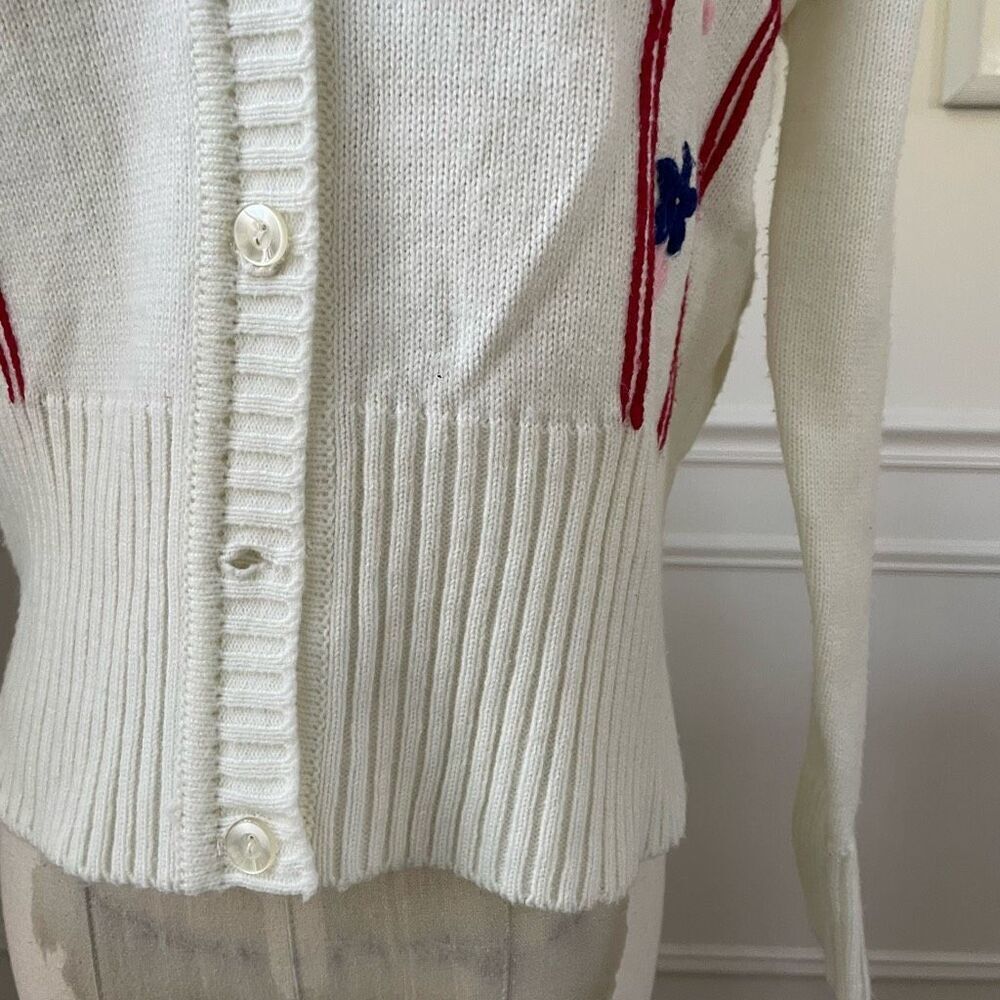 Vintage 70s Starlight Trading Co Embroidered Cropped Cardigan Sweater S - Picture 4 of 7